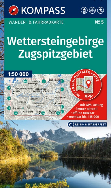 KOMPASS Wanderkarte 5 Wettersteingebirge, Zugspitzgebiet 1:50.000 - 
