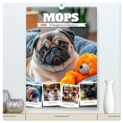 MOPS Pfotenglück in Faltenform (hochwertiger Premium Wandkalender 2026 DIN A2 hoch), Kunstdruck in Hochglanz - Melanie Viola