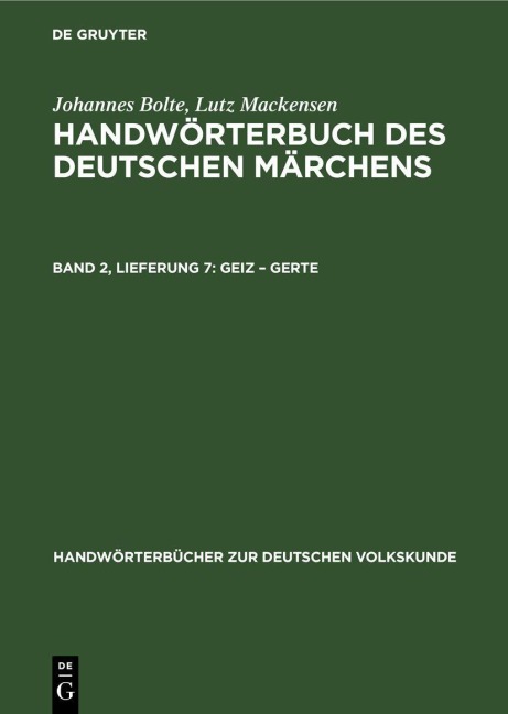 Geiz - Gerte - Johannes Bolte, Lutz Mackensen