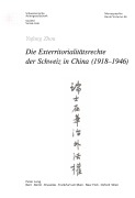 Cover-Bild zum Titel 'Die Exterritorialitätsrechte der Schweiz in China (1918-1946)' von 'Yufang Zhou'