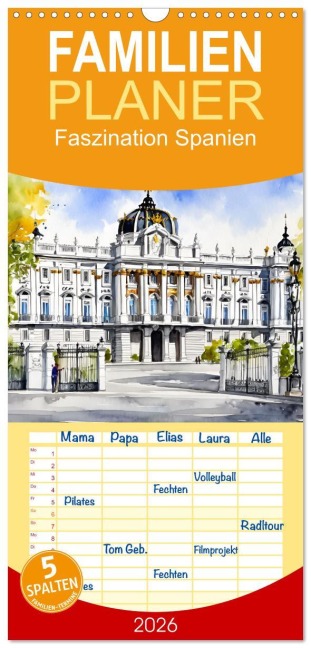 Familienplaner 2026 - Faszination Spanien mit 5 Spalten (Wandkalender, 21 x 45 cm) CALVENDO - Claudia Kleemann