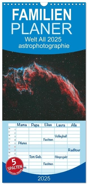 Familienplaner 2025 - Welt All 2025 astrophotographie mit 5 Spalten (Wandkalender, 21 x 45 cm) CALVENDO - David Schediwy