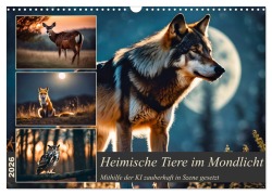 Cover-Bild zum Titel 'Heimische Tiere im Mondlicht (Wandkalender 2026 DIN A3 quer), CALVENDO Monatskalender' von 'Claudia Kleemann'