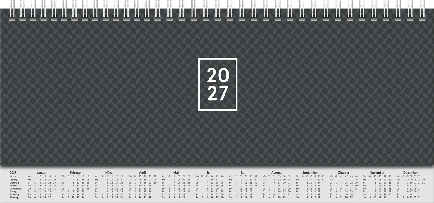 BRUNNEN 1077262907 Querterminbuch Mod. 772 2027 297×105 mm, Karton, schwarz - 