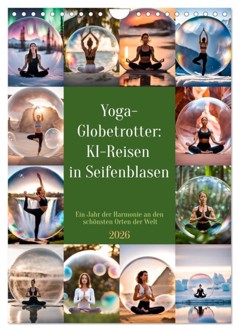 Yoga-Globetrotter: KI-Reisen in Seifenblasen. Ein Jahr der Harmonie an den schönsten Orten der Welt (Wandkalender 2026 DIN A4 hoch), CALVENDO Monatskalender - Fred Schimak