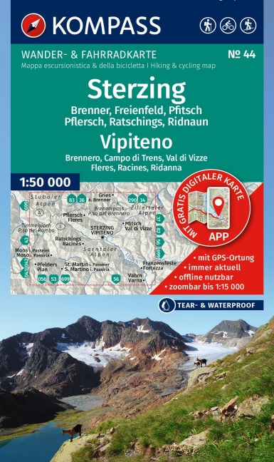 KOMPASS Wanderkarte 44 Sterzing / Vipiteno 1:50.000 - 