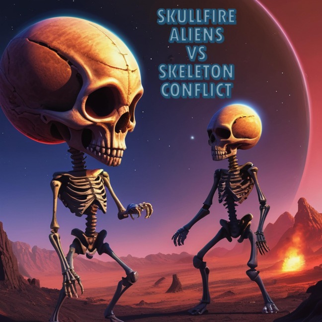 Skullfire Aliens VS Skeleton Conflict - Bluefoxx
