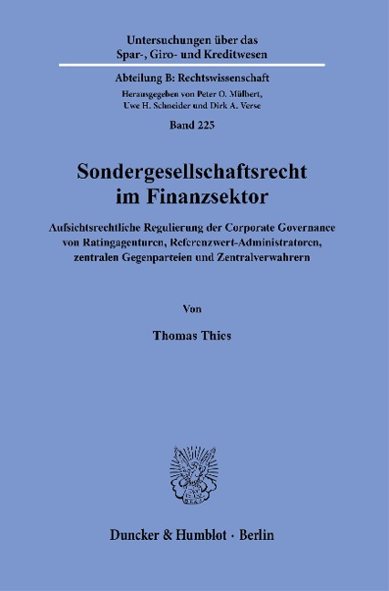 Sondergesellschaftsrecht im Finanzsektor. - Thomas Thies