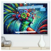 Cover-Bild zum Titel 'Blumige Vogelporträts (hochwertiger Premium Wandkalender 2026 DIN A2 quer), Kunstdruck in Hochglanz' von 'Heidi Spiegler'