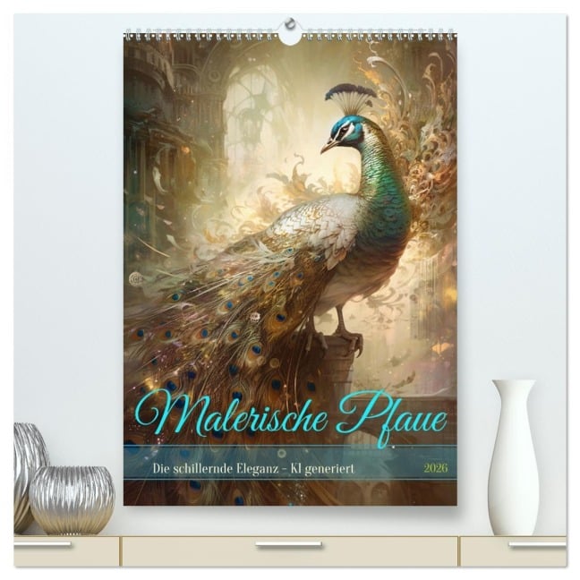 Malerische Pfaue (hochwertiger Premium Wandkalender 2026 DIN A2 hoch), Kunstdruck in Hochglanz - Cathrin Illgen