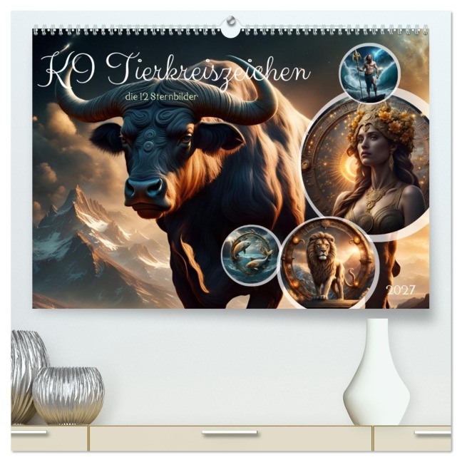 KI Tierkreiszeichen (hochwertiger Premium Wandkalender 2027 DIN A2 quer), Kunstdruck in Hochglanz - Claudia Schimmack