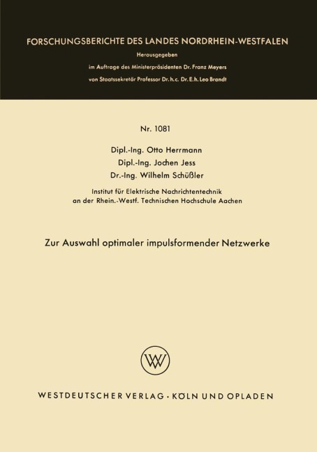 Zur Auswahl optimaler impulsformender Netzwerke - Otto Herrmann