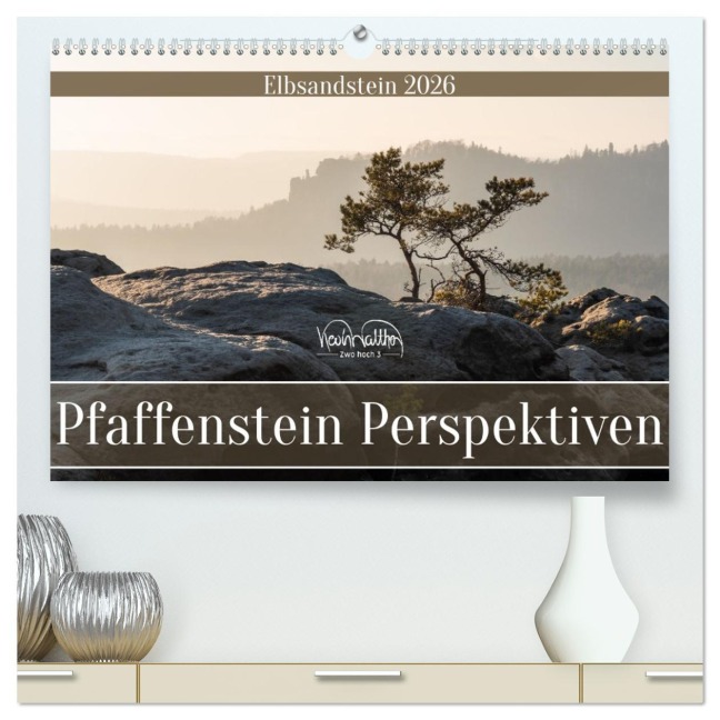 Pfaffenstein Perspektiven - Elbsandstein (hochwertiger Premium Wandkalender 2026 DIN A2 quer), Kunstdruck in Hochglanz - Kevin Walther