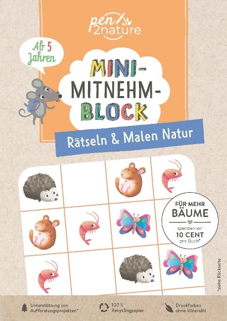 Mini-Mitnehm-Block Rätseln & Malen Natur - Pen2nature
