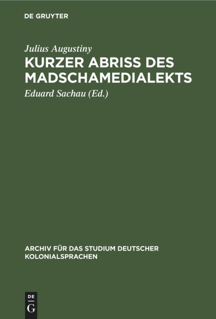 Kurzer Abriß des Madschamedialekts - Julius Augustiny