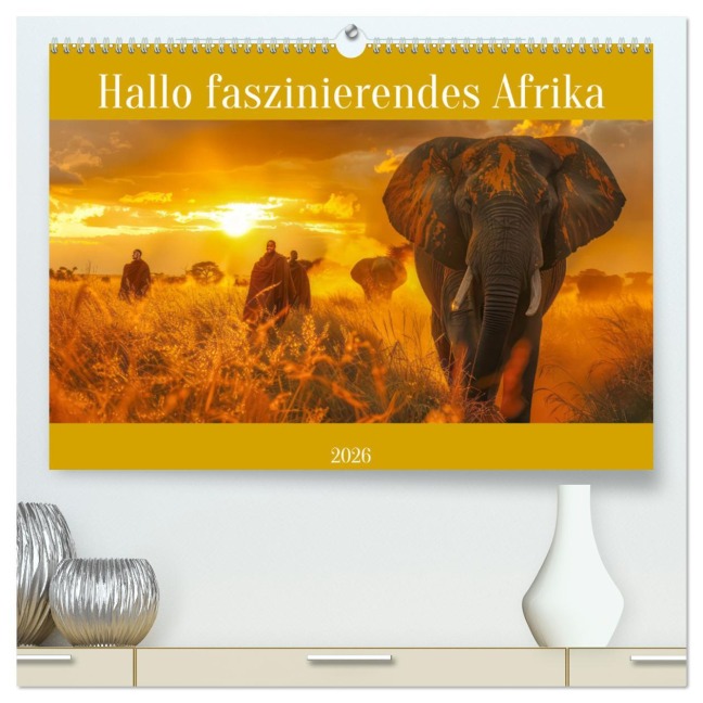 Hallo faszinierendes Afrika (hochwertiger Premium Wandkalender 2026 DIN A2 quer), Kunstdruck in Hochglanz - Liselotte Brunner-Klaus