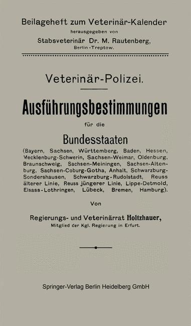 Ausführungsbestimmungen für die Bundesstaaten - Friedrich Holtzhauer
