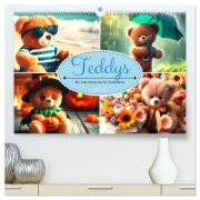 Teddys - Die Jahresreise der KI-Teddybären (hochwertiger Premium Wandkalender 2026 DIN A2 quer), Kunstdruck in Hochglanz - Marco Warstat