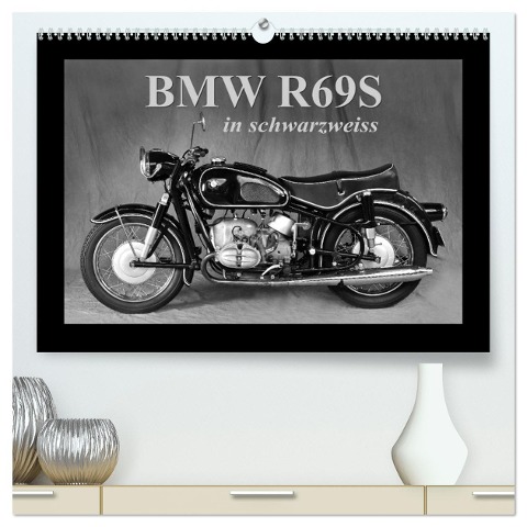 BMW R69S in schwarzweiss (hochwertiger Premium Wandkalender 2025 DIN A2 quer), Kunstdruck in Hochglanz - Ingo Laue