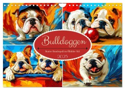 Bulldoggen. Bunter Hundespaß im Ölbilder-Stil (Wandkalender 2025 DIN A4 quer), CALVENDO Monatskalender - Rose Hurley