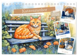 Cover-Bild zum Titel 'Katzenzauber - Katzenkalender mit stimmungsvollen Bildern (Tischkalender 2026 DIN A5 quer), CALVENDO Monatskalender' von 'Anja Frost'