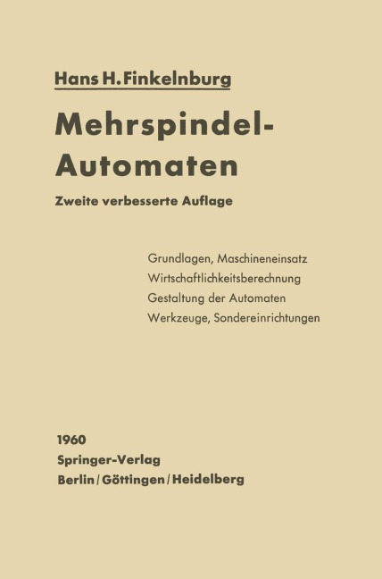 Mehrspindel-Automaten - Hans H. Finkelnburg