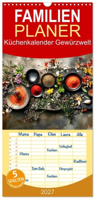 Familienplaner 2027 - Küchenkalender Gewürzwelt mit 5 Spalten (Wandkalender, 21 x 45 cm) CALVENDO - Peter Roder
