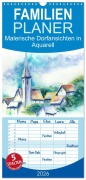 Cover-Bild zum Titel 'Familienplaner 2026 - Malerische Dorfansichten in Aquarell mit 5 Spalten (Wandkalender, 21 x 45 cm) CALVENDO' von 'Jitka Krause'