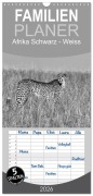 Cover-Bild zum Titel 'Familienplaner 2026 - Afrika Schwarz - Weiss mit 5 Spalten (Wandkalender, 21 x 45 cm) CALVENDO' von 'Angelika Stern'