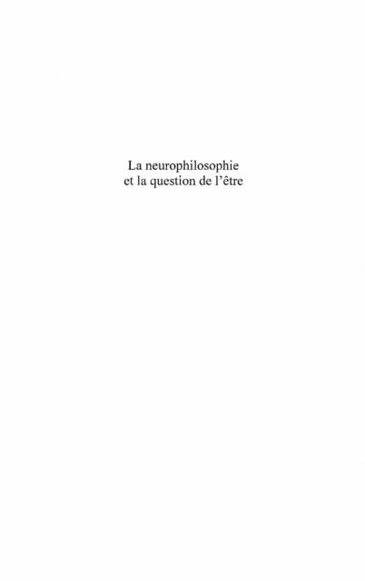 La neurophilosophie et la question de l' - Christian Poirel