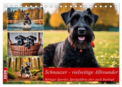 Cover-Bild zum Titel 'Schnauzer - vielseitige Allrounder (Tischkalender 2026 DIN A5 quer), CALVENDO Monatskalender' von 'Claudia Kleemann'