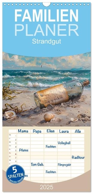 Familienplaner 2025 - Strandgut mit 5 Spalten (Wandkalender, 21 x 45 cm) CALVENDO - Cathrin Illgen