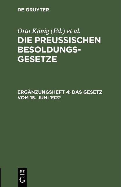 Das Gesetz vom 15. Juni 1922 - 