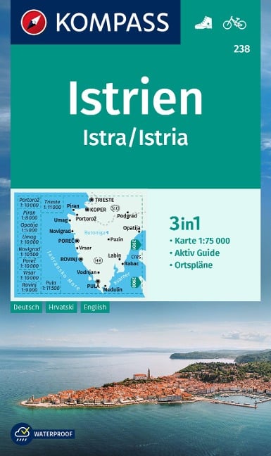 KOMPASS Wanderkarte 238 Istrien, Istra, Istria 1:75.000 - 