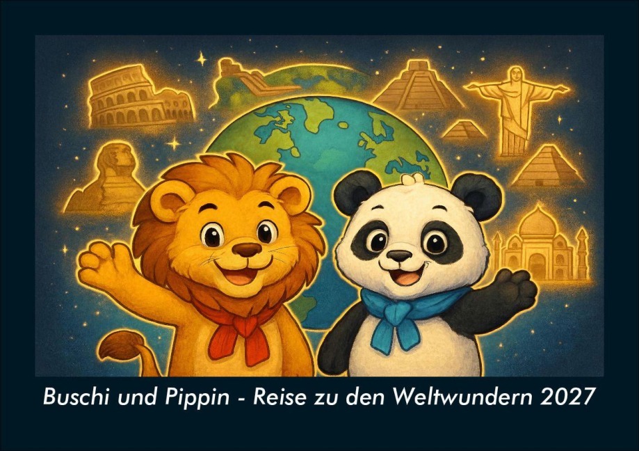 Buschi und Pippin - Reise zu den Weltwundern 2027 Fotokalender DIN A5 - Tobias Schmitt, Kevin Heber