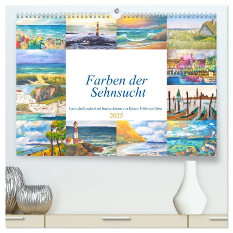 Farben der Sehnsucht - Landschaftsmalerei mit Impressionen von Küsten, Häfen und Meer (hochwertiger Premium Wandkalender 2025 DIN A2 quer), Kunstdruck in Hochglanz - Michaela Schimmack