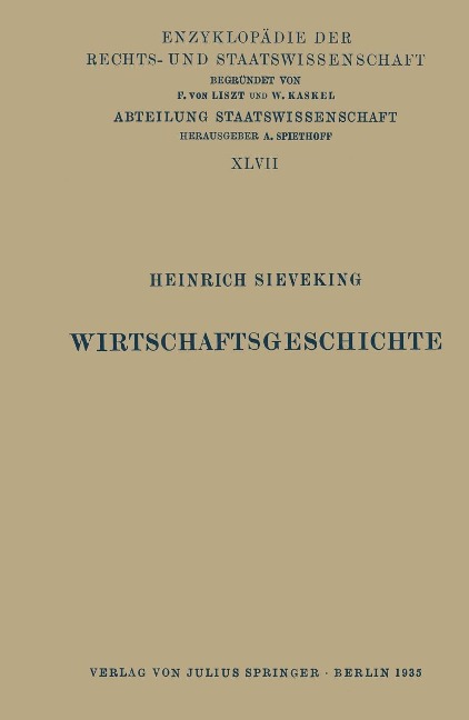Wirtschaftsgeschichte - Heinrich Sieveking