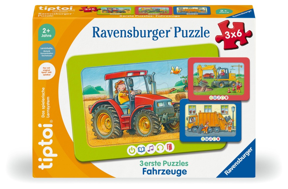 tiptoi® 3 erste Puzzles: Fahrzeuge - 3x6 Teile - Sandra Grimm