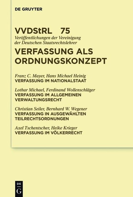 Verfassung als Ordnungskonzept - Franz Mayer, Hans Michael Heinig, Lothar Michael, Et Al.