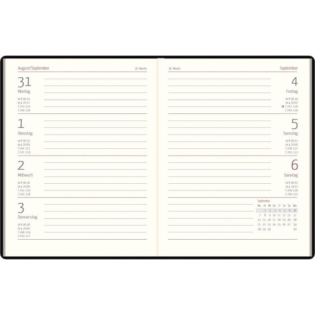Taschenkalender 1W/2S Zettler farblich sortiert - 