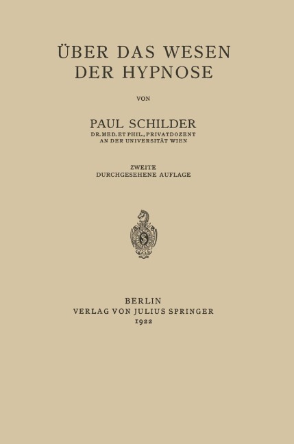 Über das Wesen der Hypnose - Paul Schilder