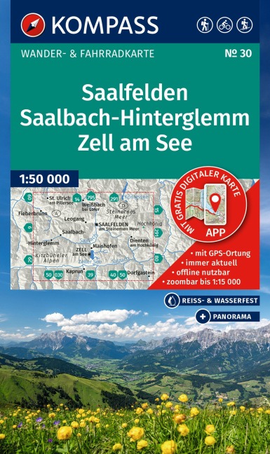 KOMPASS Wanderkarte 30 Saalfelden, Saalbach-Hinterglemm, Zell am See 1:50.000 - 