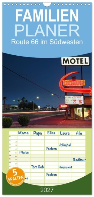 Familienplaner 2027 - Route 66 im Südwesten mit 5 Spalten (Wandkalender, 21 x 45 cm) CALVENDO - Rainer Grosskopf