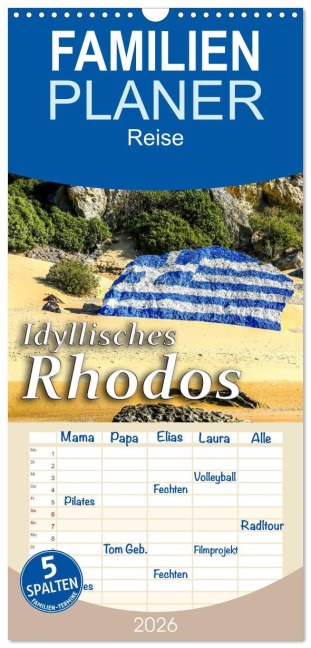 Familienplaner 2026 - Idyllisches Rhodos mit 5 Spalten (Wandkalender, 21 x 45 cm) CALVENDO - Harry Kübler