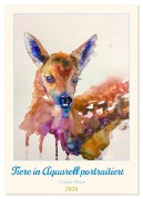 Cover-Bild zum Titel 'Tiere in Aquarell portraitiert (Tischkalender 2026 DIN A5 hoch), CALVENDO Monatskalender' von 'Claudia Pinkau'