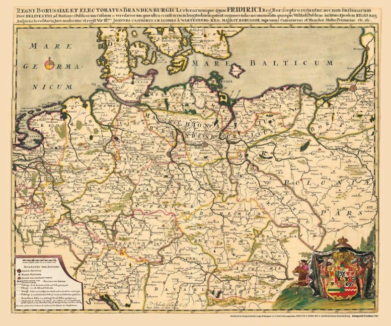 Historische Landkarte und Postkarte: KÖNIGREICH PREUSSEN 1701 - Peter Schenk