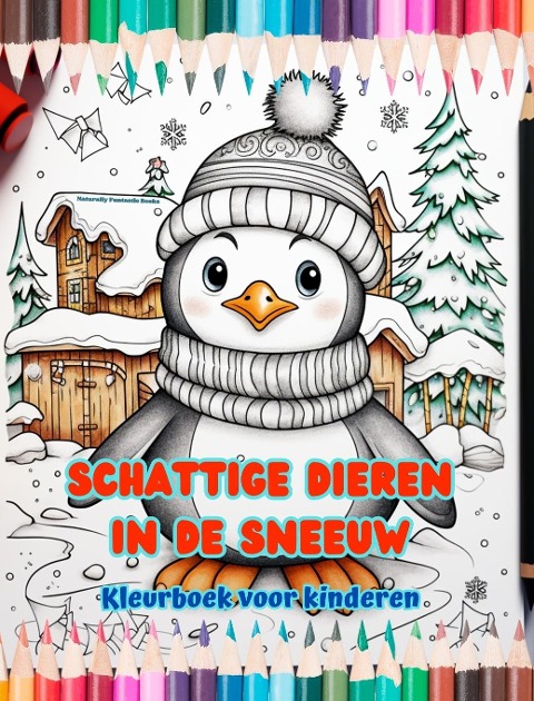 Schattige dieren in de sneeuw - Kleurboek voor kinderen - Creatieve scènes van dieren die genieten van de winter - Naturally Funtastic Books
