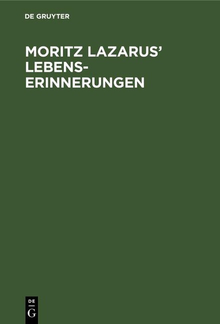 Moritz Lazarus' Lebenserinnerungen - 