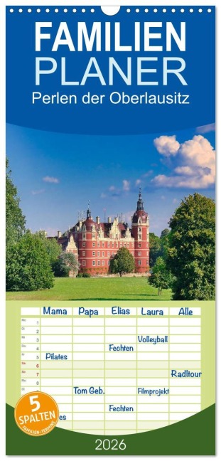 Familienplaner 2026 - Perlen der Oberlausitz mit 5 Spalten (Wandkalender, 21 x 45 cm) CALVENDO - Gerold Dudziak