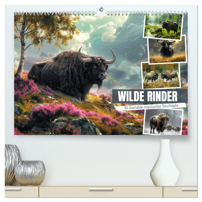 Wilde Rinder (hochwertiger Premium Wandkalender 2026 DIN A2 quer), Kunstdruck in Hochglanz - Sabine Löwer